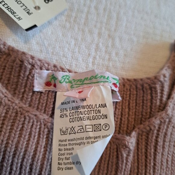 Bonpoint Amiral girls size 8 tan sweater, wool/cotton blend NWT - Picture 3 of 5